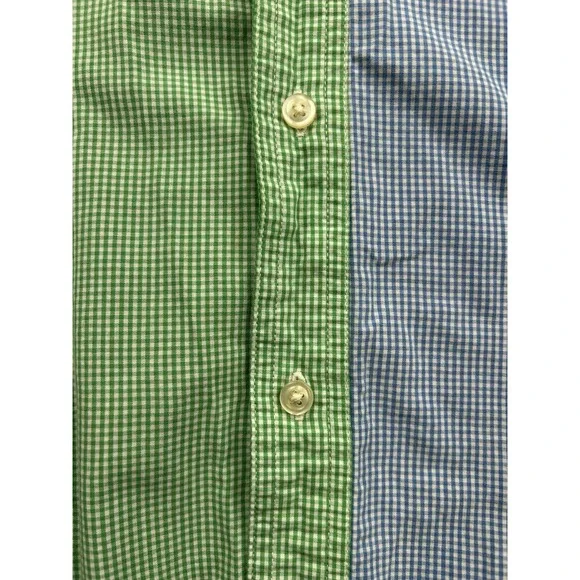 Chaps‎ Mens Large Easy Care Gingham Shirt Colorblock Green Blue Red Long Sleeve - Picture 3 of 12